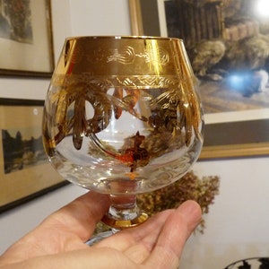 Arte Italica - &quot;AIZ4g&quot; - One replacement  - Wide Gold Band, Swags - 12oz BRANDY Snifter GLASS - Made in Italy