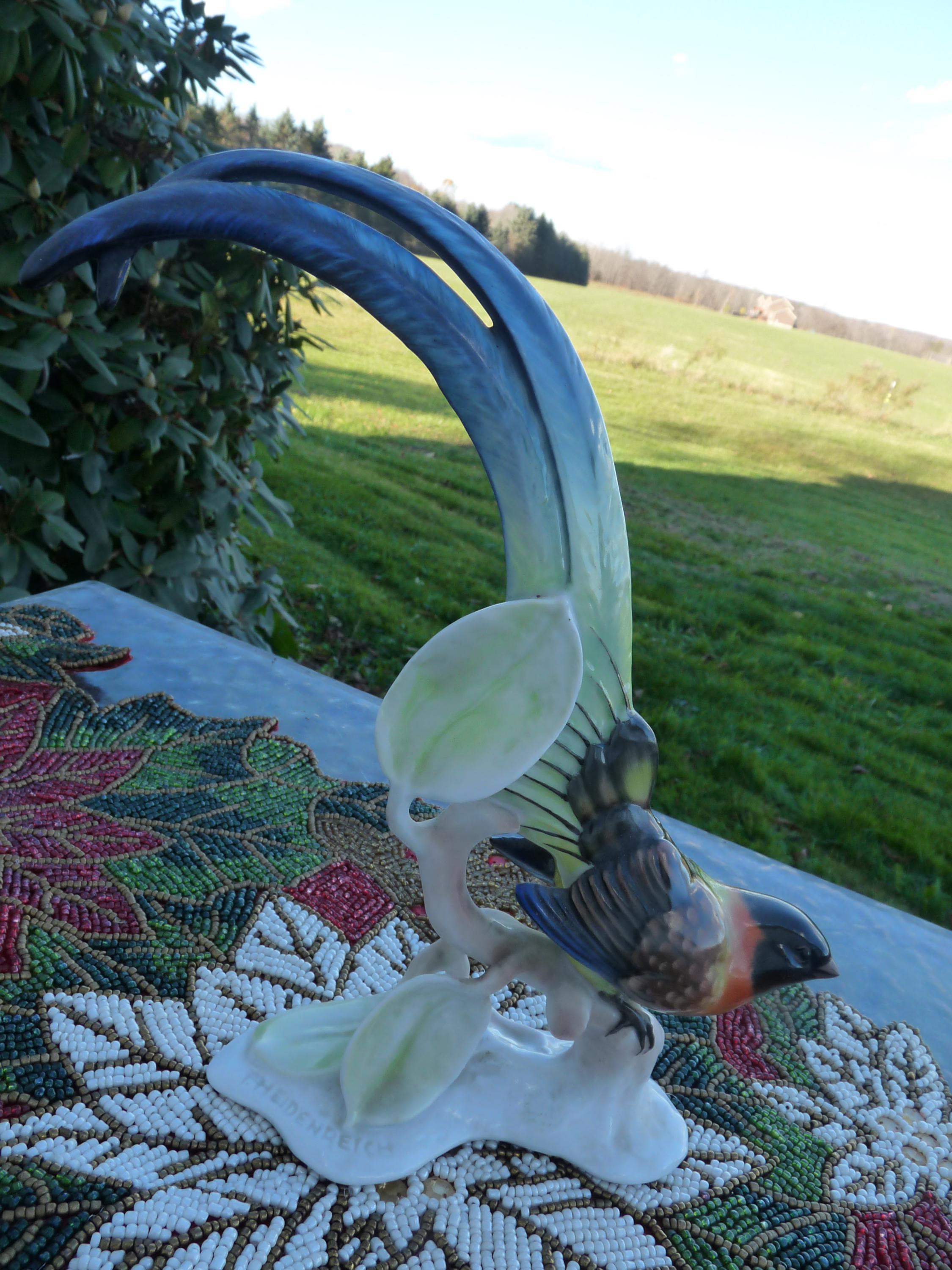 Rosenthal Nortern CardinalFigurine新品未使用 ROSENTHAL, Germany - Large Bird of Paradise Porcelain Figurine