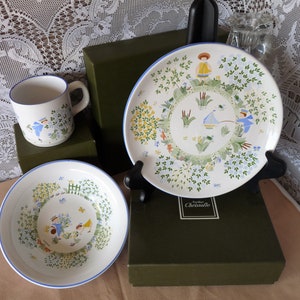 CHRISTOFLE Porcelaine Paris France「Leo Et Lea Au Printemps」パターン - CHOICE: 子供用プレート / ポリッジ シリアル ボウル / マグ