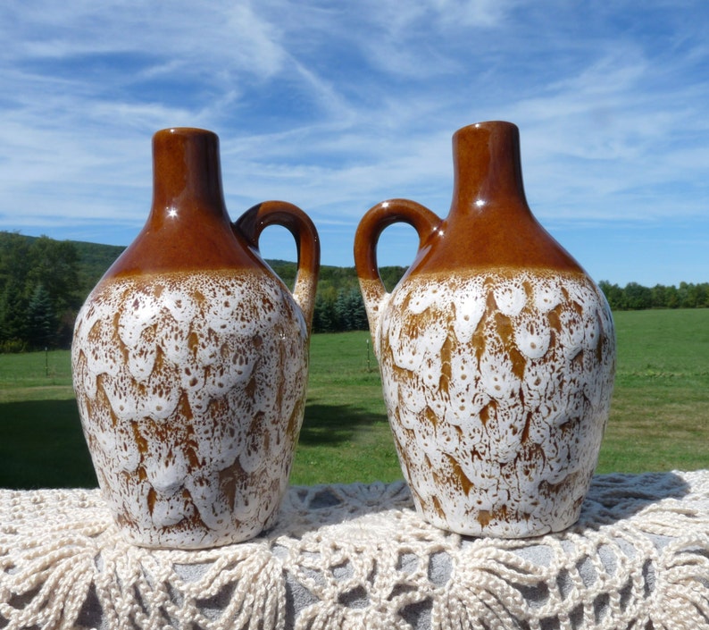 Pigeon POTTERY Lot set of Two Brown Crater Glaze Etsy