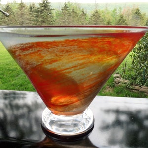 Exquisite signed Kosta Boda - large 7.5&quot; - &#39;RED&#39; Twister Line Bowl / Vase designed by the famous Kjell Engman