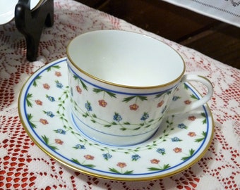 Raynaud, Limoges France - Ceralene Dinnerware LAFAYETTE pattern - Choice:  Set 4 Flat Cup & Saucer Sets OR  Single (1) Melon Bowl(s)