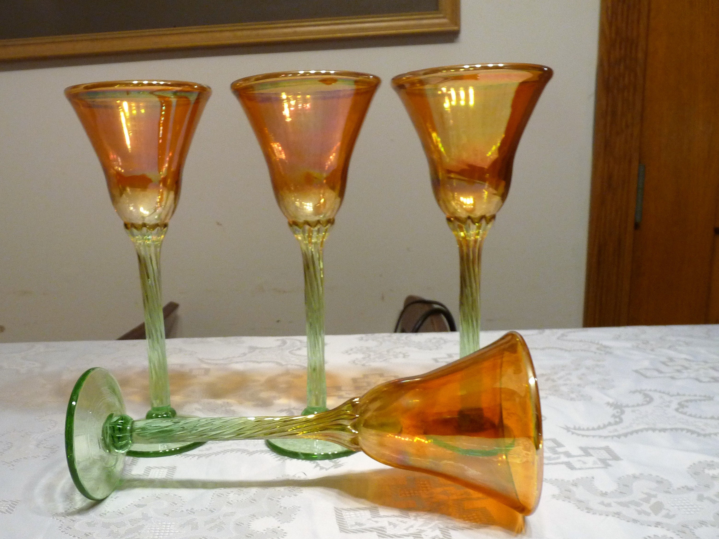 USA Rick Strini Designed and Signed Art Glass - Set of Four