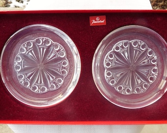 Baccarat, France - discontinued Rosace line - Decanter / Wine Magnums / Champagne Bottle Crystal Coaster Single OR Set - Red &quot;Baccarat&quot; Box