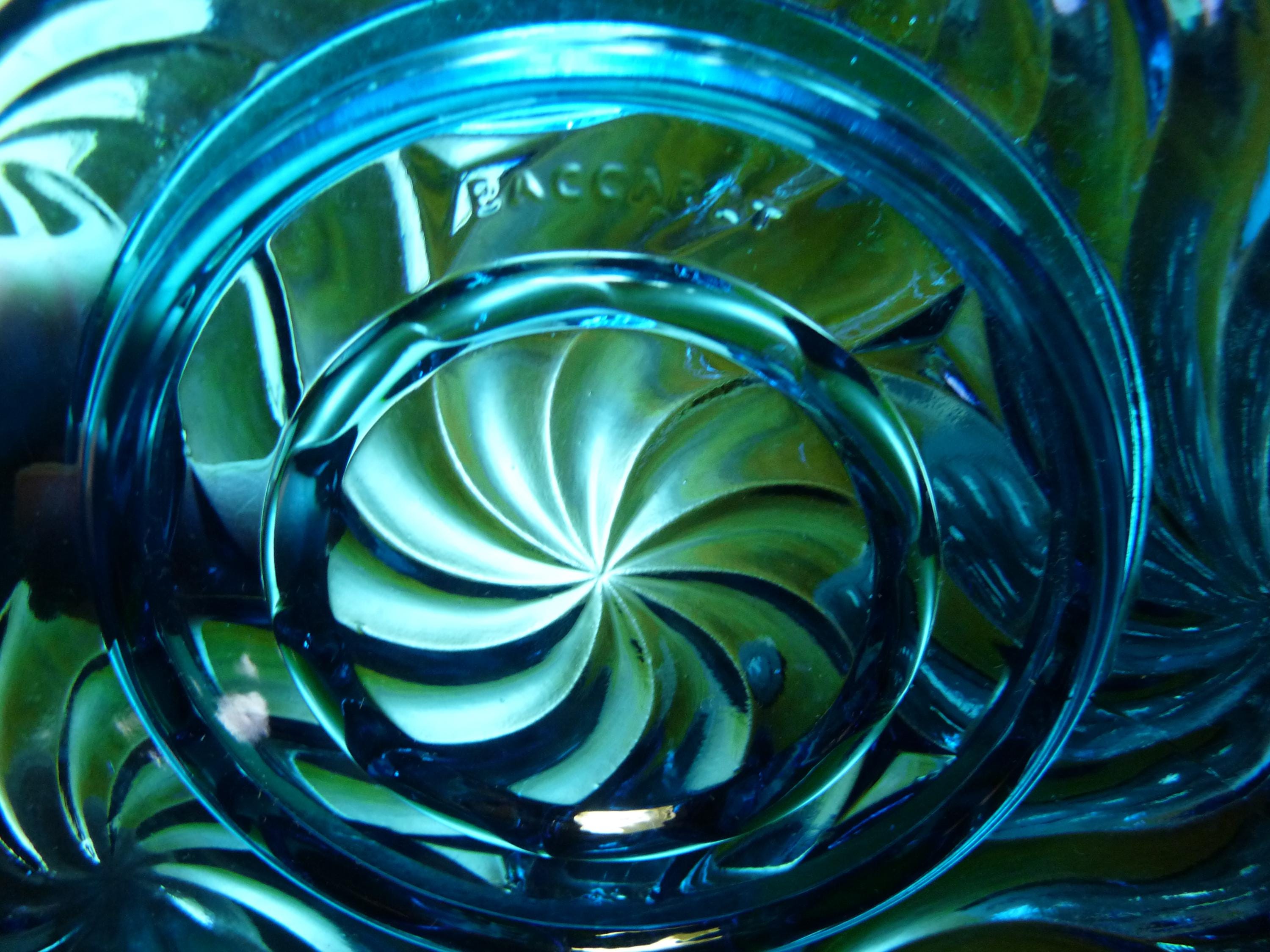 BACCARAT France - Exquisite Blue Crystal Glass Floral Swirl