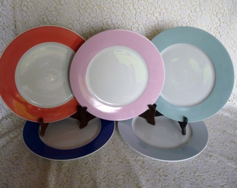 KPM URANIA - One or LOT 5 - Color Border 12.5" Charger(s) / Service Plates(s) / Gourmet Presentation Plate(s)