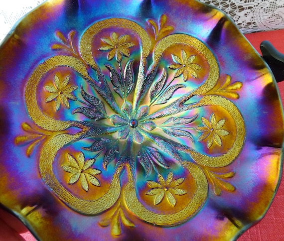 Dugan Carnival Glass - Amethyst PURPLE Color - FLOWERS and FRAMES