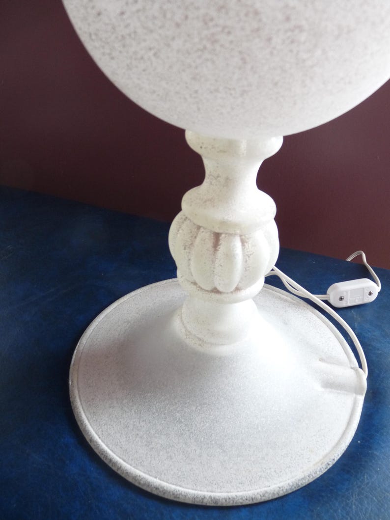 Italia, Seguso Vetri D'Arte, firmada - Par - Lámparas de mesa MURANO Campana de 58 cm de altura con cristal blanco esmerilado Corroso imagen 4