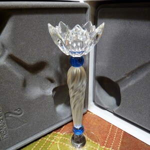SWAROVSKI 1996 Kristall - Blaue Blumen-Kerzenhalter-Wahl - 1 mit Originalbox oder 1 mit vernickelter Spitze oder 1 mit Restaurierung - Gabrielle Stamey