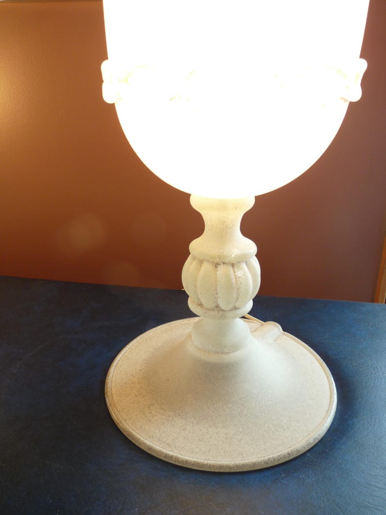 Italia, Seguso Vetri D'Arte, firmada - Par - Lámparas de mesa MURANO Campana de 58 cm de altura con cristal blanco esmerilado Corroso imagen 8
