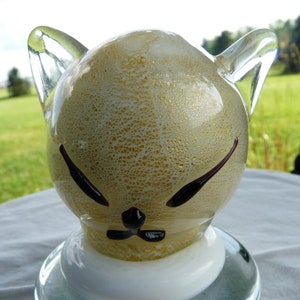 Alfredo BARBINI Murano,  Italy -  Super Cute! - Gold Flecks Italian Art Glass Kitty Cat Paperweight