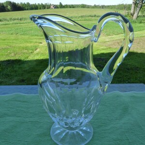 Acid etched St. Louis (Saint Louis) France - French Cut Crystal 'PROVENCE' clear crystal pattern 40oz Water Jug Pitcher w/ easy grip Handle