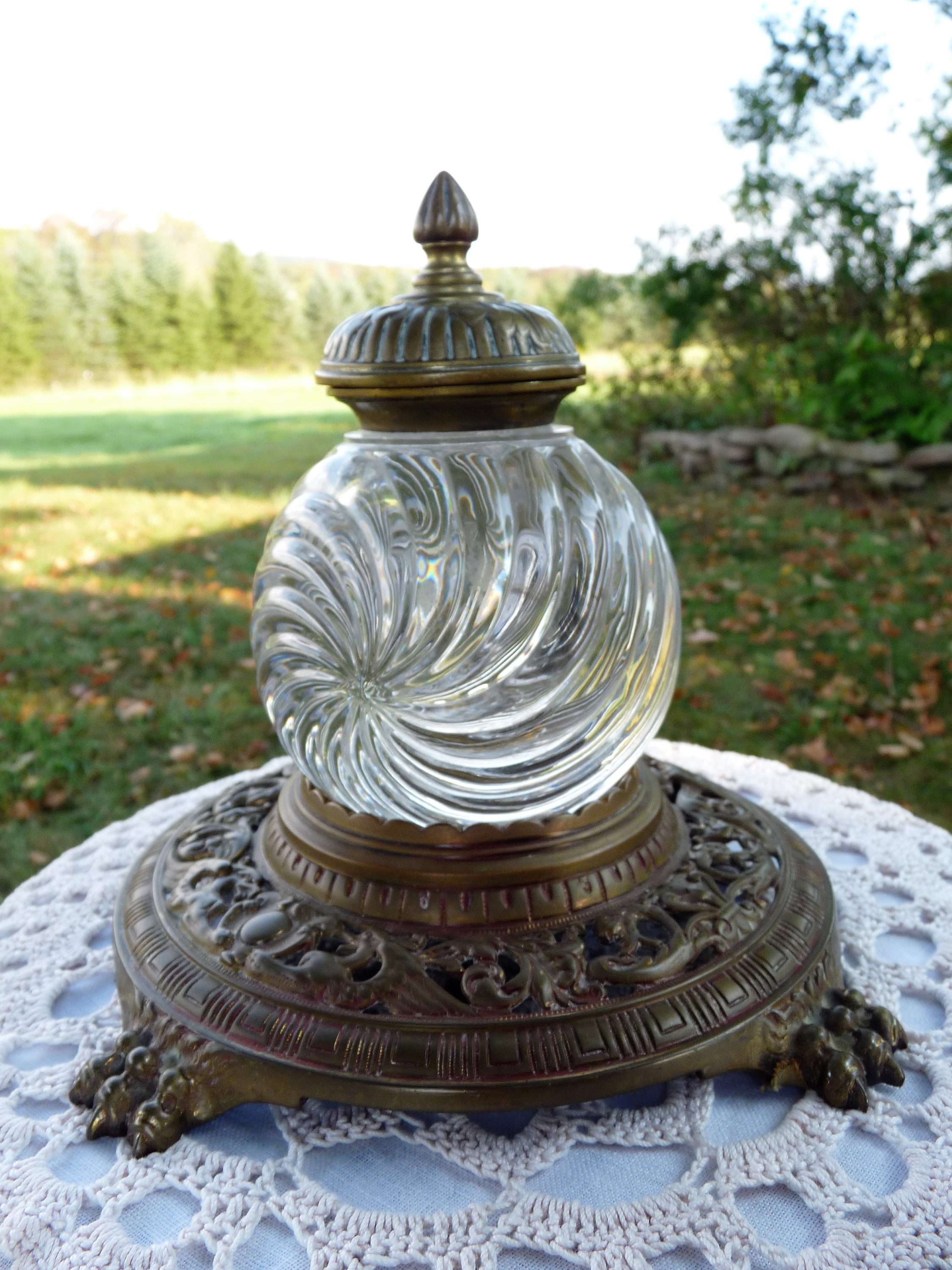 Baccarat France C.1903 Classic Swirl Crystal INKWELL Baccarat France C.1903 Classic Swirl Crystal INKWELL