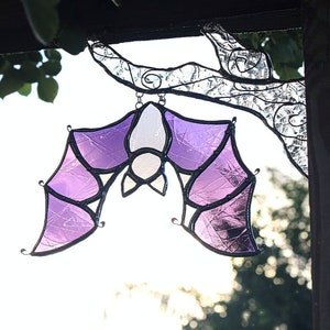 Amethyst The glass Bat, bat lover, vampire, halloween decor, stained glass, the sweet karma bar, glass art, gothic decor, goth glam