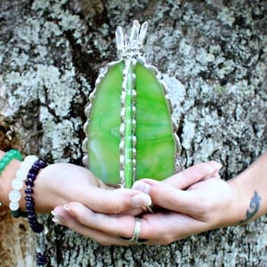 Crystals & Cacti, Stained glass, stained glass cactus, cacti, succulents, stained glass, sun catcher, crystals, flowers, terrarium, plants