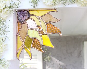 The AMETHYST crystal Sunflower, stained glass corner, garden lover, flower power, spring, the sweet karma bar, gifts for her, unique gifts