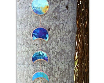 The Tropic Moon, Stained Glass, moon phase,stained glass,sun catcher, gemstone, crystal, wall hanging, decor, home decor, garden decor, cool