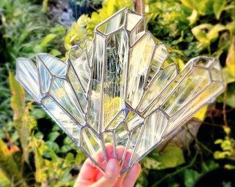 Milky Clear Quartz stained glass crystal corner