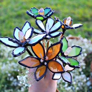 5 Wild Flower Bouquet, Stained glass, flowers, crystal healing, wedding , bridal bouquet, gifts for her, home, decor, accents, gardening