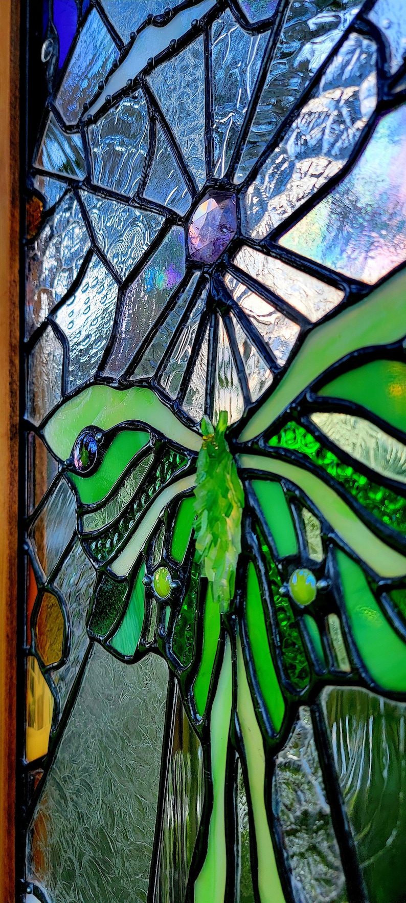 The Lunarian glass Tapestry window, luna moth, nature, plants, home decor, the sweet karma bar, stained glass window, sun catchers image 5