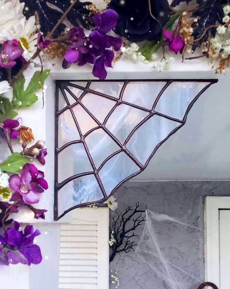 The Wispy spider silk Web, gothic decor ,goth girl, halloween decor, vampire , spiders ,spiderweb ,corner piece image 1