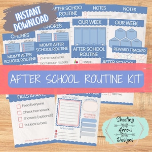 Nach der Schule Routine Bundle Printable | Kinder Hausaufgaben Planer & Haushaltsplaner | Familienkommando | ADHS-freundlich