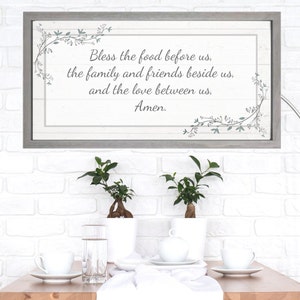 Bless the Food Wall Sign, Christian Wall Art, Home Decor, Printable Kitchen Signs, Downloadable Dining Room Wall Art