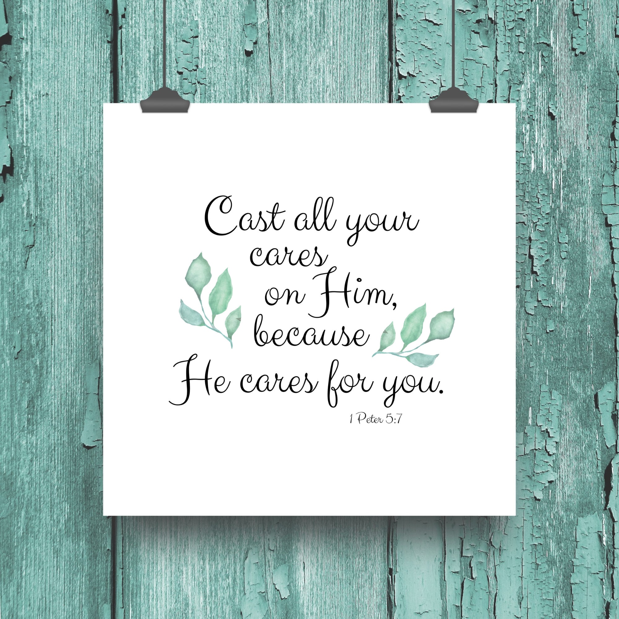 Cast All Your Cares 1 Peter 5 7 Scripture Print Nursery Etsy