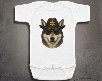 Wolf Sheriff Future Police Officer Baby Onesie: Personalized Cop Costume
