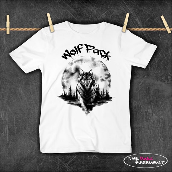 Wolf Luna para hombre Printed T-Shirt animal aullido aullidos Vida Silvestre Lobos