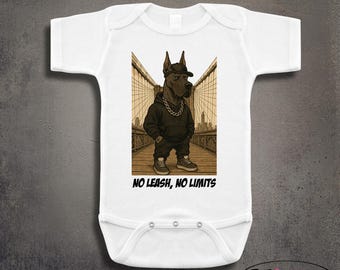 Great Dane NY Brooklyn Bridge Skyline Gangsta Baby Clothes Clothing child Unisex Boys Girls Newborn Infant Onesies Shower Gift