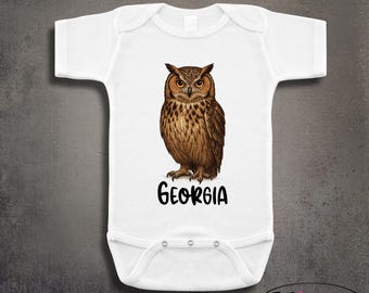 Personalized Owl Baby Onesie - Custom Name Shower Gift