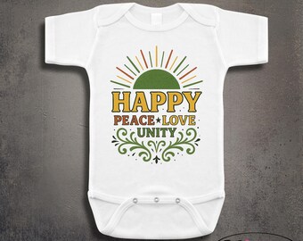 Happy Peace Unity Baby Onesie - Newborn Unisex Clothing