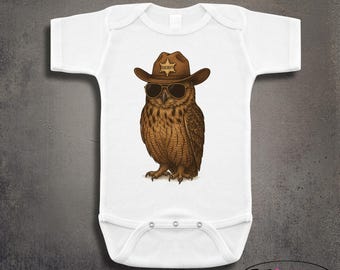 Owl Sheriff Future Police Officer Baby Onesie: Personalized Cop Costume