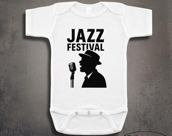Jazz Festival Saxophone Baby Onesie: Personalized Music Gift