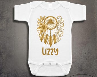 Personalized Boho Dreams Dream Catcher Baby Onesie: Newborn Shower Gift