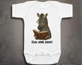 Vintage Zebra Read more Books Baby Onesie: Custom Personalized Clothes