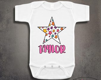 Personalized Star Onesie: Pink & Purple Baby Girl Outfit