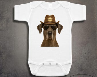 Great Dane Sheriff Future Police Officer Baby Onesie: Personalized Cop Costume