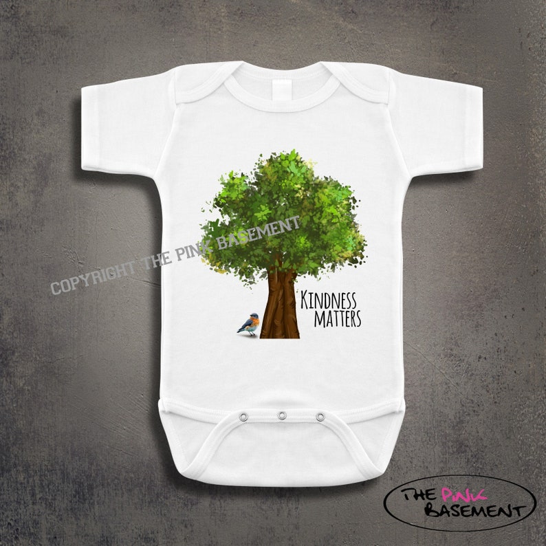 Tree Bird Kindness Matters Nature Boho Plants Unisex Baby kids funny Girls Boys Newborn Infant Onesies Shower Clothing Gifts Personalized