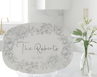 Custom Family Name Platter, Personalized Wedding or Engagement Gift, Established Year Plate, NOT CERAMIC