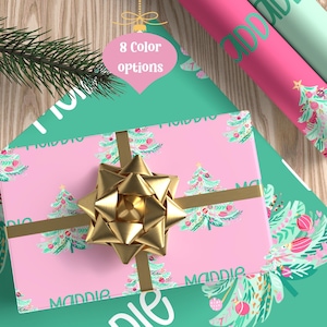 Personalized Christmas Tree Gift Wrap: Custom Name Holiday Wrapping Paper