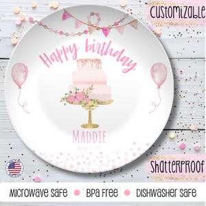 Custom Name Plate, Birthday Plate for Girl, Happy Birthday Cake Plate, First Birthday Gift, Smash Cake Plate,Personalized Kids Dessert Plate