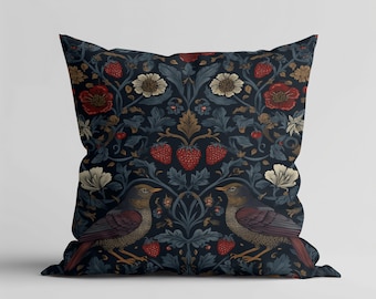 William Morris Inspired Pillow Cover: Dark Floral Cottagecore CushionGiftable