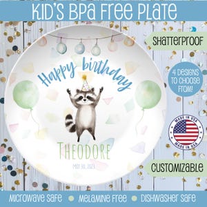 Custom Birthday Plate, Happy Birthday Cake Plate, Woodland Animals, Cupcake Plate, Toddler Birthday Gift, Birthday Keepsake Plate for Kids,