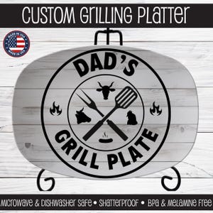 Personalized Grill Plate, Custom BBQ Platter, Birthday Gift for Grill Lover, Grilling Tray for Grandpa, Barbecue Serving Tray, Barbecue Gift