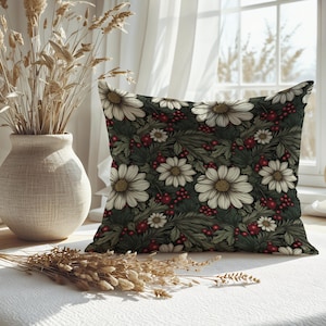 William Morris Christmas Pillow Cover: Floral Holiday Cottagecore Decor