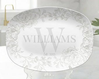 Custom Family Name Platter, Personalized Wedding Gift, Monogrammed Bridal Shower or Housewarming Gift, Custom Serving Tray, Sentimental Gift