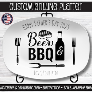 Personalized Grilling Platter,Grilling Gift for Dad,Gift for Beer Lover,Grill Accessories,Custom Grilling Plate,Fathers Day Gift for Grandpa
