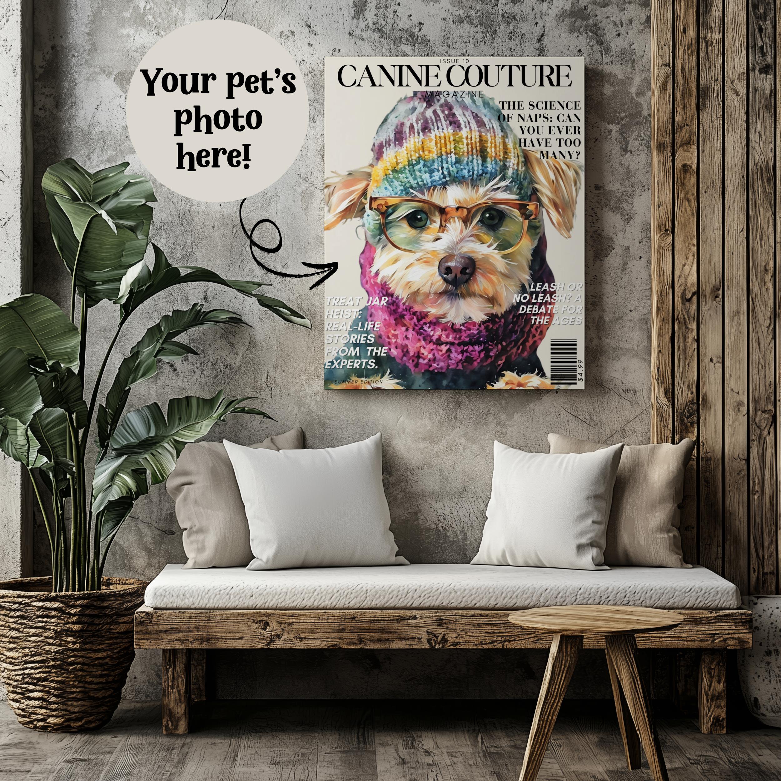 Digital Pet Portrait, Digital Wall Art, Customized Pet Magazine Cover,Unique Pet Wall Art,Pet Portrait from Photo, Personalized Pet Wall Art